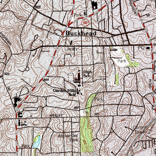 Topographic Map of Atlanta International School, GA