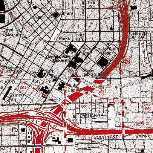 Topographic Map of Atlanta Police Department Headquarters, GA