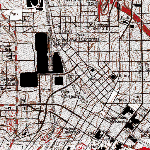 Topographic Map of Atlanta Police Department Zone 5 CNN Center Precinct, GA