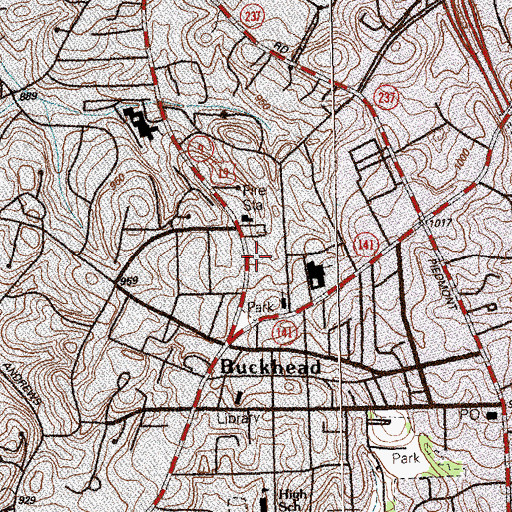 Topographic Map of Atlanta Fire / Rescue Station 21, GA