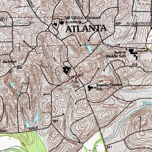 Topographic Map of Atlanta Fire / Rescue Station 27, GA