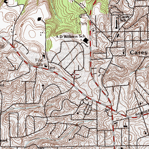 Topographic Map of Bowen Homes Library, GA
