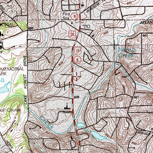 Topographic Map of Chastain Square Shopping Center, GA
