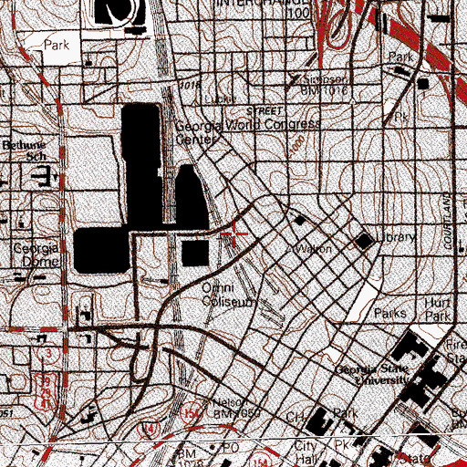 Topographic Map of CNN Center Post Office, GA