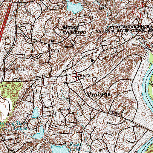 Topographic Map of Cobb County Fire and Emergency Services Station 5, GA