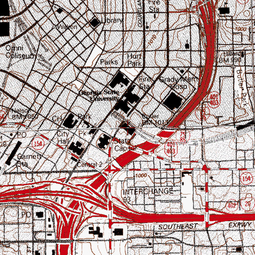 Topographic Map of Georgia Station, GA