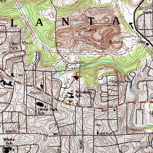 Topographic Map of Grove Park Recreation Center, GA