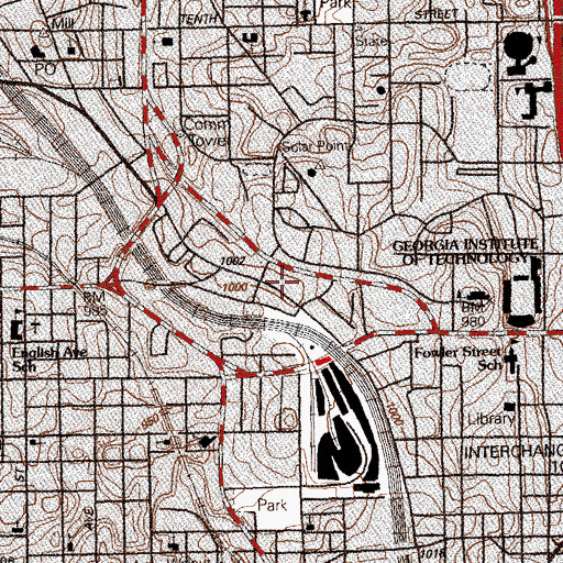 Topographic Map of Martech Post Office, GA