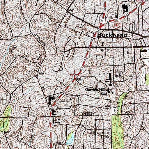 Topographic Map of The Peach Shopping Center, GA