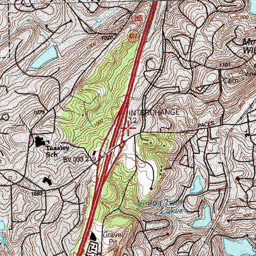 Topographic Map of Vinings Crossing Shopping Center, GA