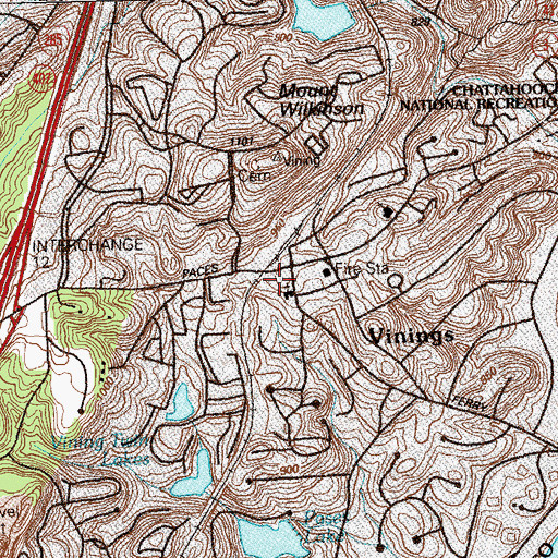 Topographic Map of Vinings Square Shopping Center, GA