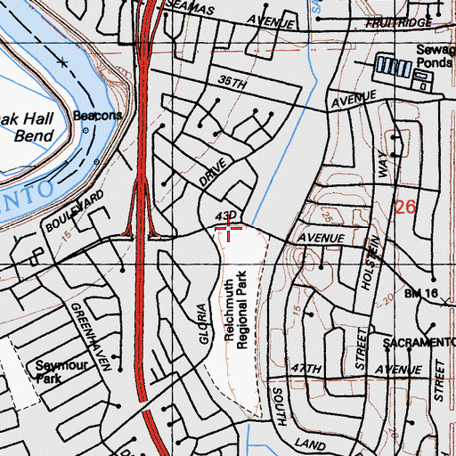 Topographic Map of Sacramento Drainage Canal, CA
