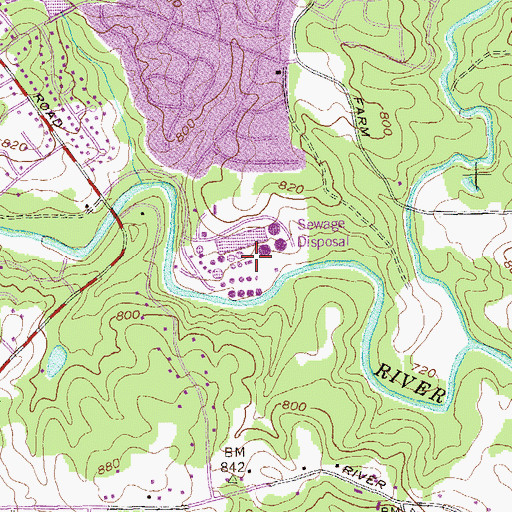 Topographic Map of Dekalb County Sewage Plant, GA