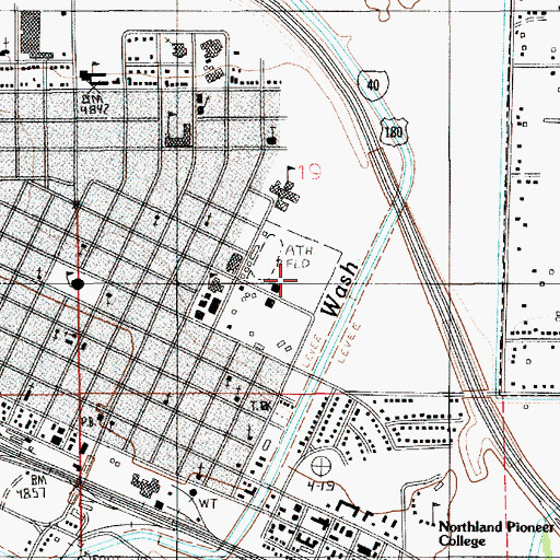 Topographic Map of Winslow High School, AZ