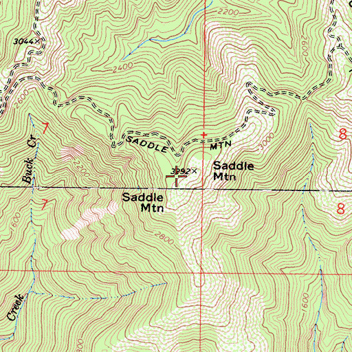 Topographic Map of Saddle Mountain, CA