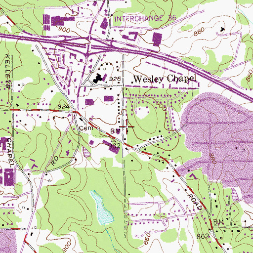 Topographic Map of DeKalb County Fire and Rescue Department Station 16, GA