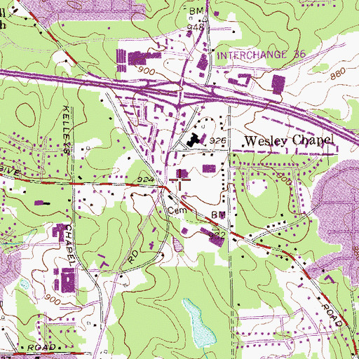 Topographic Map of Wesley Chapel Post Office, GA