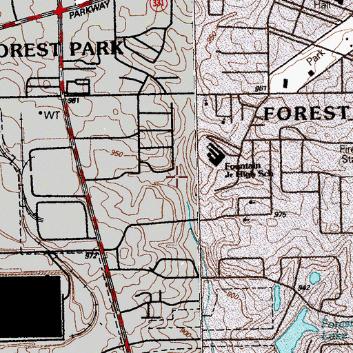 Topographic Map of Forest Park Public Works Department, GA