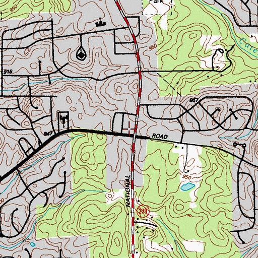 Topographic Map of Main Street South Fulton Shopping Center, GA