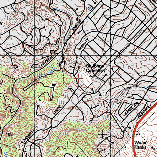 Topographic Map of Saint Johns Cemetery, CA