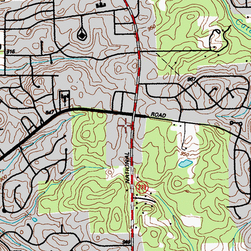 Topographic Map of Old National Shopping Center, GA