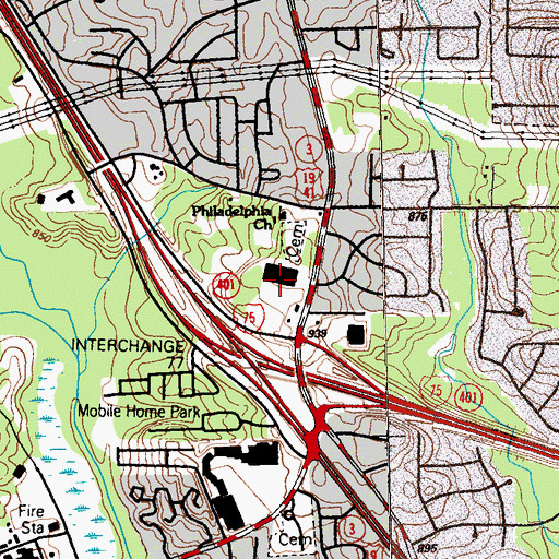 Topographic Map of Planters Walk Shopping Center, GA