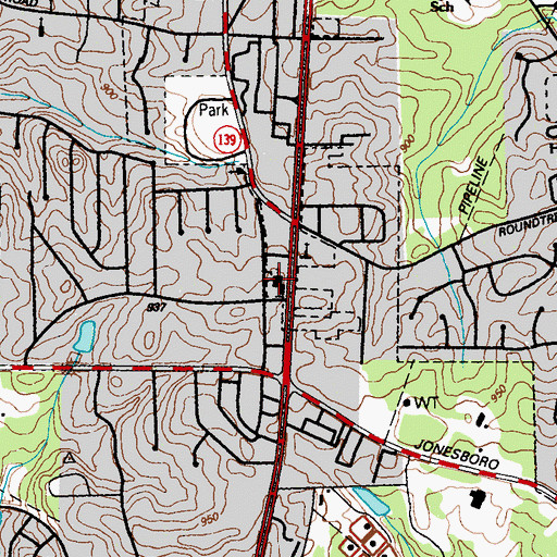Topographic Map of Riverdale Church of God, GA