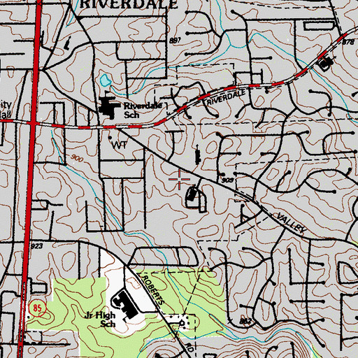 Topographic Map of Riverdale Library, GA