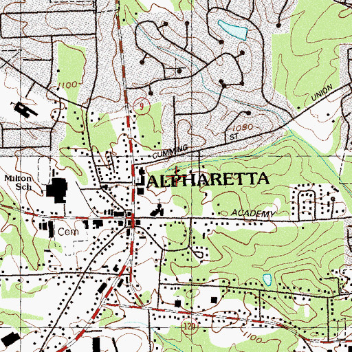 Topographic Map of Alpharetta Methodist Christian Academy, GA