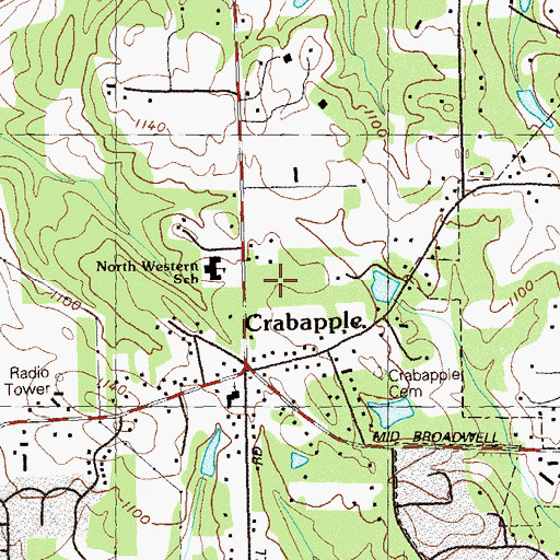Topographic Map of Crabapple Crossing Elementary School, GA