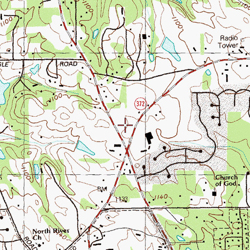 Topographic Map of Crabapple Shopping Center, GA