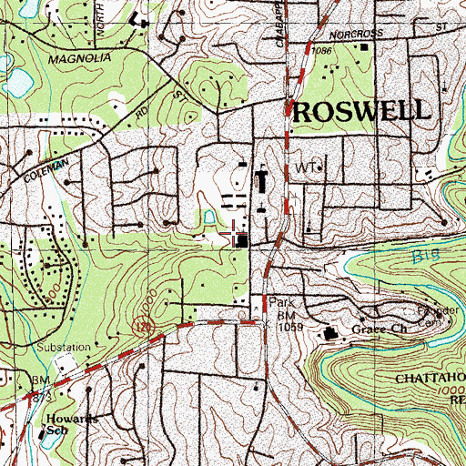 Topographic Map of Crossroads Second Chance School North, GA