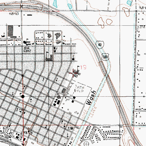 Topographic Map of Winslow Junior High School, AZ