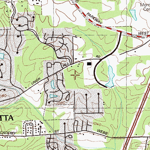 Topographic Map of Manning Oaks Elementary School, GA