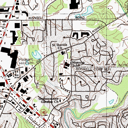Topographic Map of Mimosa Elementary School, GA