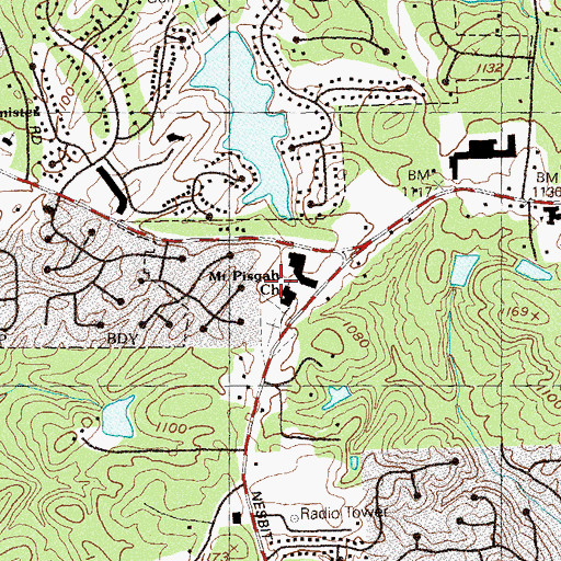 Topographic Map of Mount Pisgah Christian School, GA