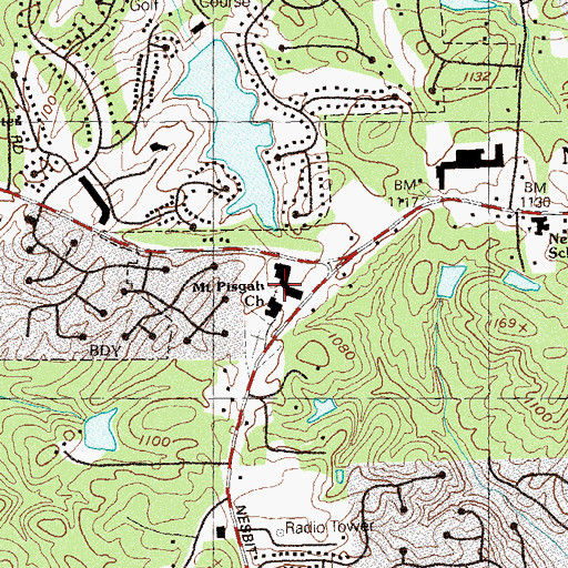 Topographic Map of Nesbit Ferry Crossing Shopping Center, GA