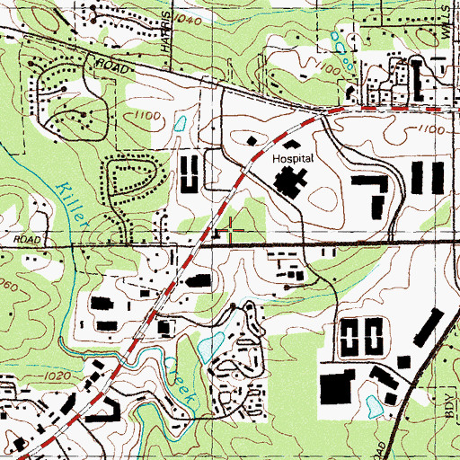 Topographic Map of Roswell Fire Department Station 5, GA