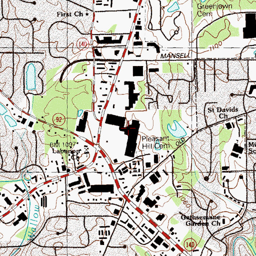 Topographic Map of Roswell Town Center Shopping Center, GA