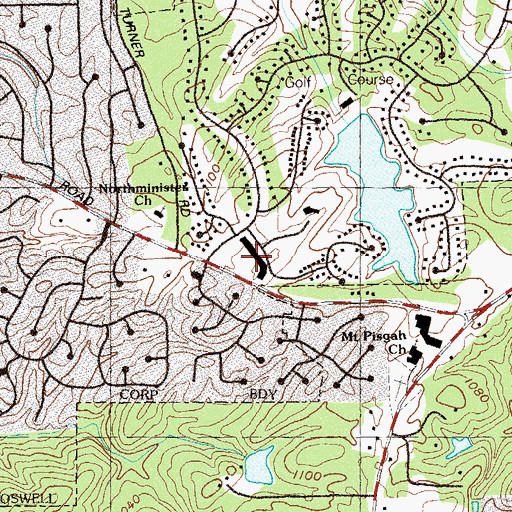 Topographic Map of Terrace at Willow Springs Shopping Center, GA