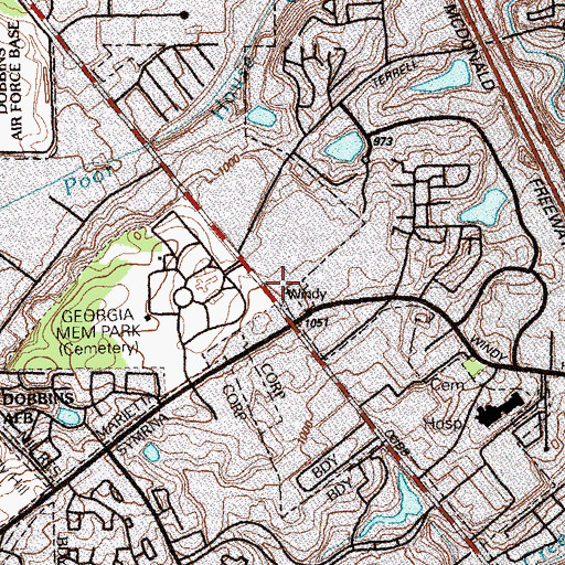 Topographic Map of Crossing at Windy Hill Shopping Center, GA