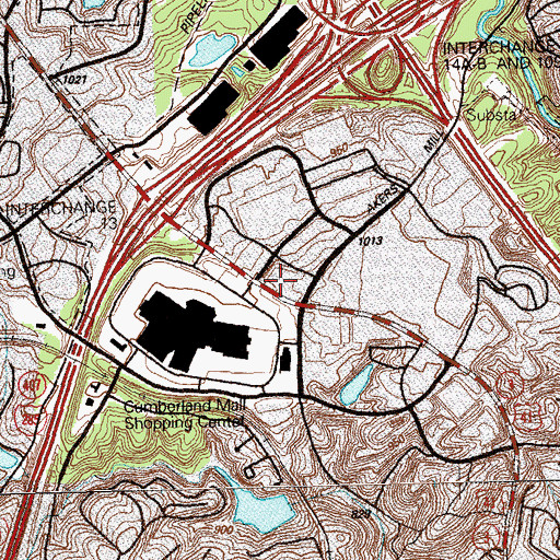 Topographic Map of Cumberland Festival Shopping Center, GA