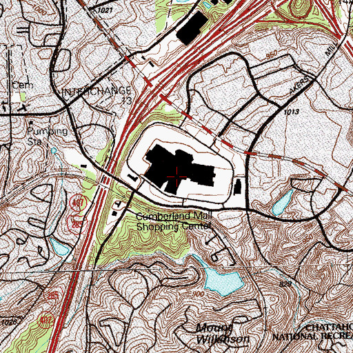 Topographic Map of Cumberland Mall Post Office, GA