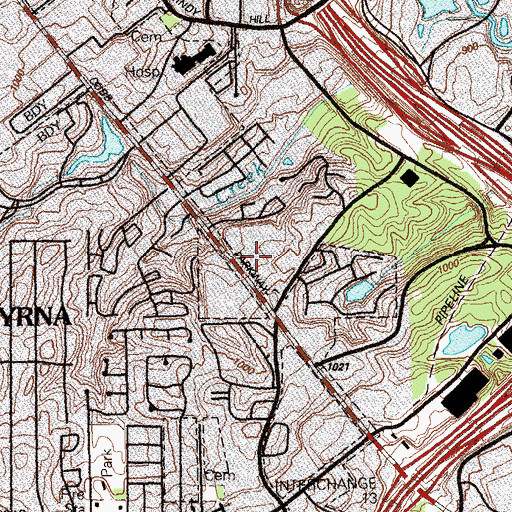 Topographic Map of Cumberland Square North Shopping Center, GA