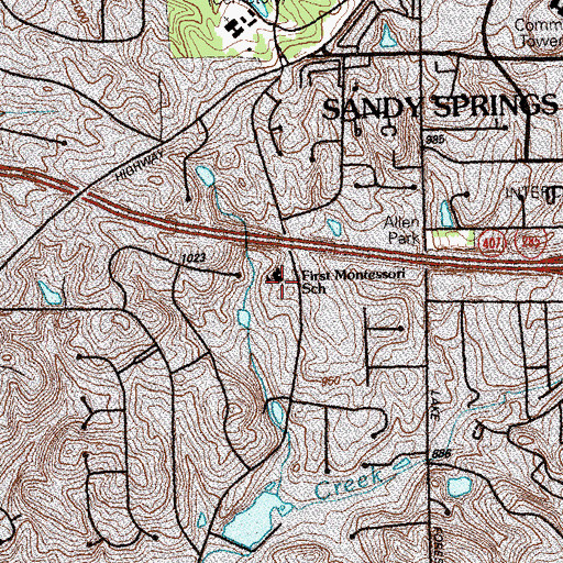 Topographic Map of First Montessori School of Atlanta, GA