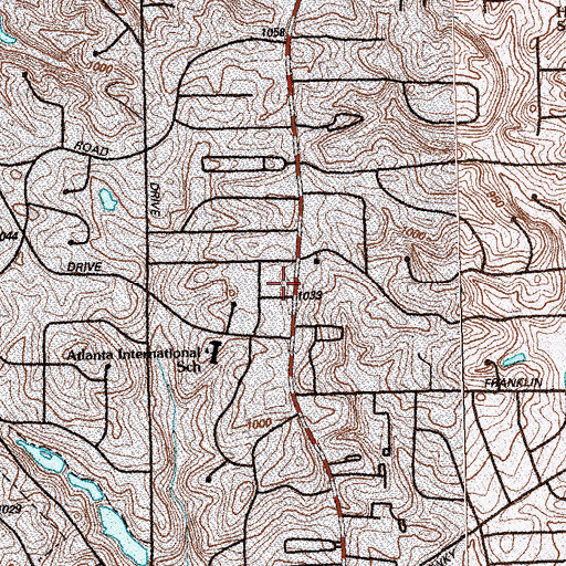 Topographic Map of Fountain Oaks Shopping Center, GA