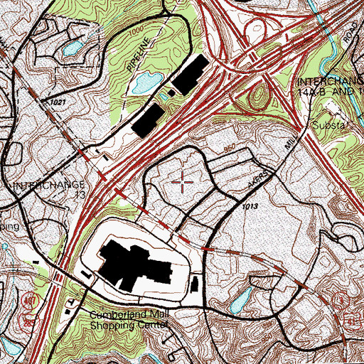 Topographic Map of Galleria Mall Shopping Center, GA