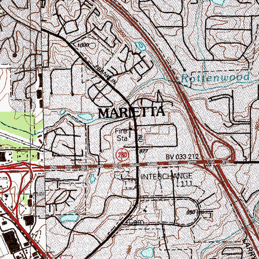 Topographic Map of Marietta Fire Department Station 55, GA