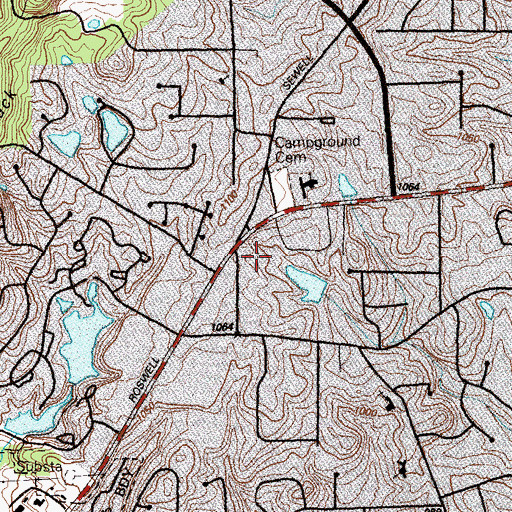 Topographic Map of The Pavilions at East Lake Shopping Center, GA