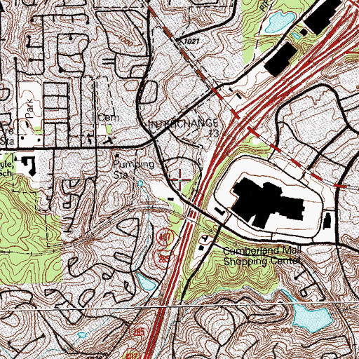 Topographic Map of The Shops at Cumberland Shopping Center, GA